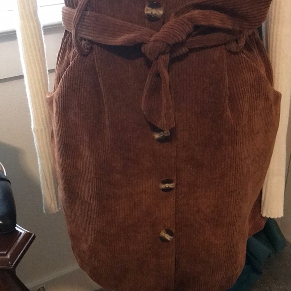Corduroy Skirt Rusty Brown Knee-Length Casual Skirt Final Sale - Picture 2 of 7